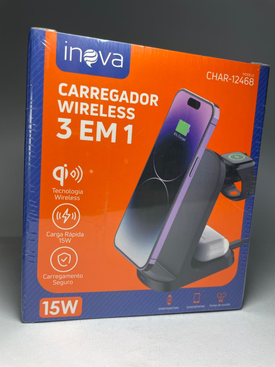 Carregador Wireless (sem fio) 3 em 1.